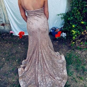 Champagne Sparkle Prom Dress.